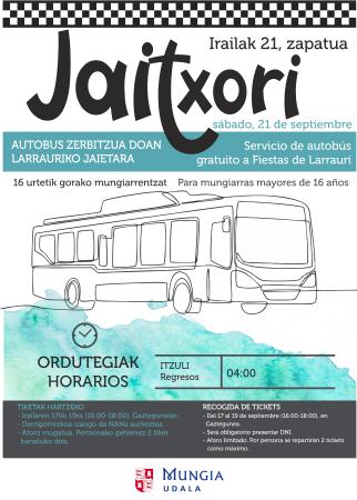 Irudia Jaitxori: autobus zerbitzua doan Larrauriko jaietara